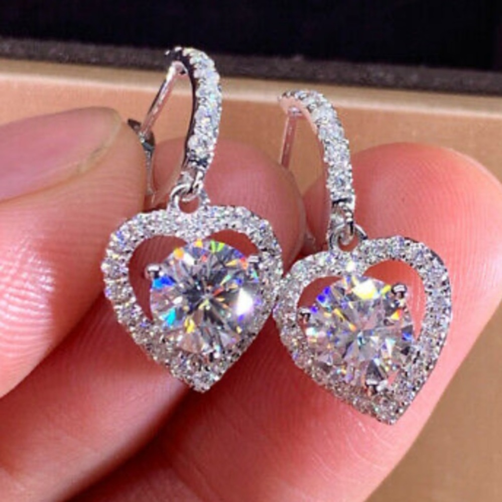 New Sterling silver diamond stone earrings